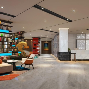现代酒店大堂3D模型下载